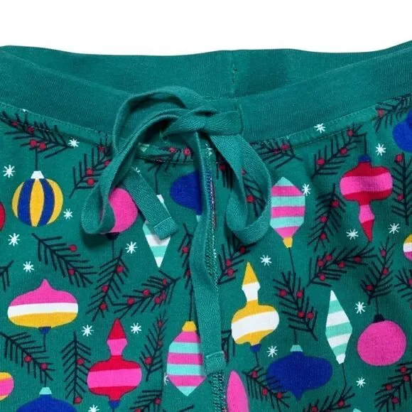 Hanna Andersson Festive Long John Pajama Pant Green Red Delightful Decorations - Picture 3 of 9